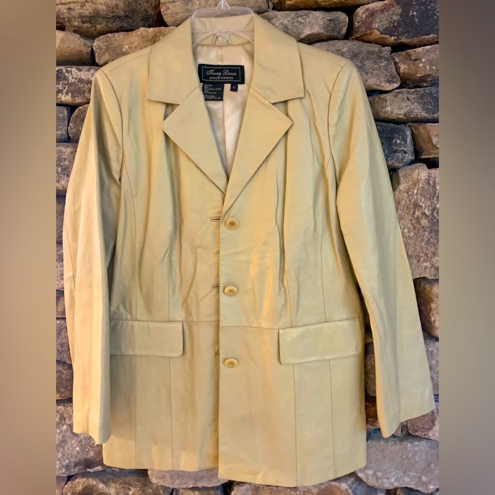 Vintage yellow gold leather coat M Gold Blazer